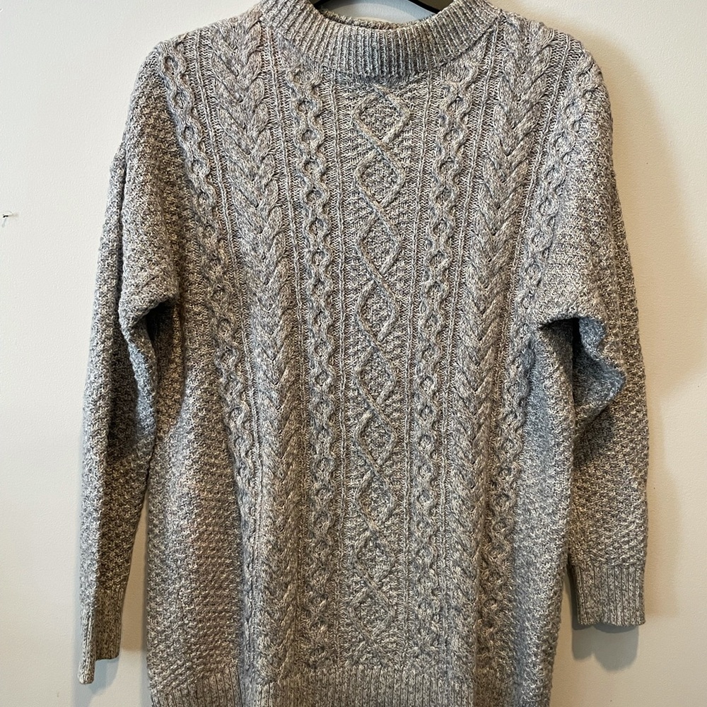 Of Navy Chunky Knit Sweater - Grey, Large